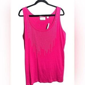 NWT Avenue Plus Size MAROON tank Top Embellishment on Front and Size 22/24
